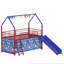 Lit mezzanine simple avec glissade et rideau, thème de couleur super-héros, offrant un espace sécuritaire et confortable pour un rideau en métal rouge-bleu, mode de vie actif approprié-292053671