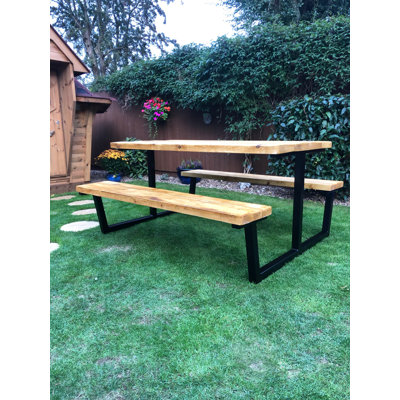 4 - Person Wood Patio Dining Set with Rectangular Table