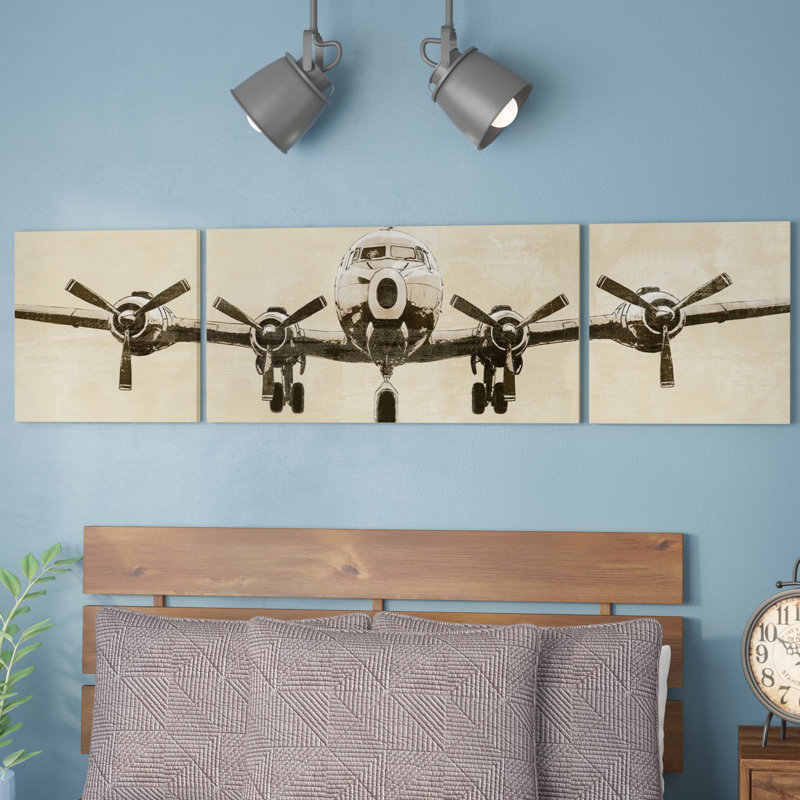 «Kinzel Flight Time Triptych», ensemble de 3 toiles d'art mural