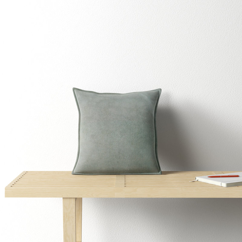 Oreiller 100% coton Edgar Square, Écume de mer, Housse de coussin seulement - sans coussin, H 18 po x l 18 po
