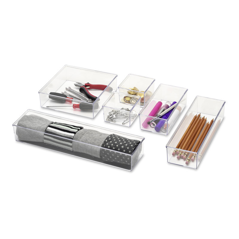 CLEAR DRAWER ORGANIZERS S/6