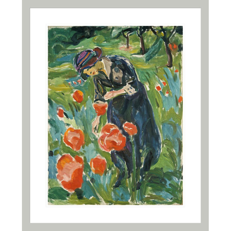 «Woman with Poppies» par Edvard Munch - impression giclée encadrée, 29.08" H x 23.5" W
