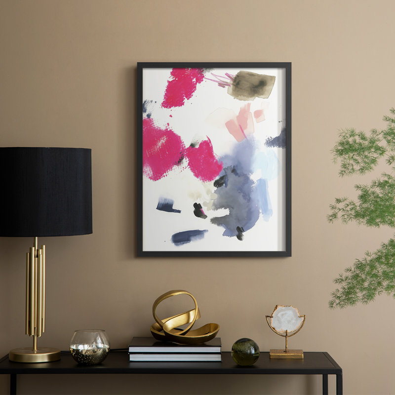 Mirame II Framed Print - Solid Wood, 21" H x 17" W, Black
