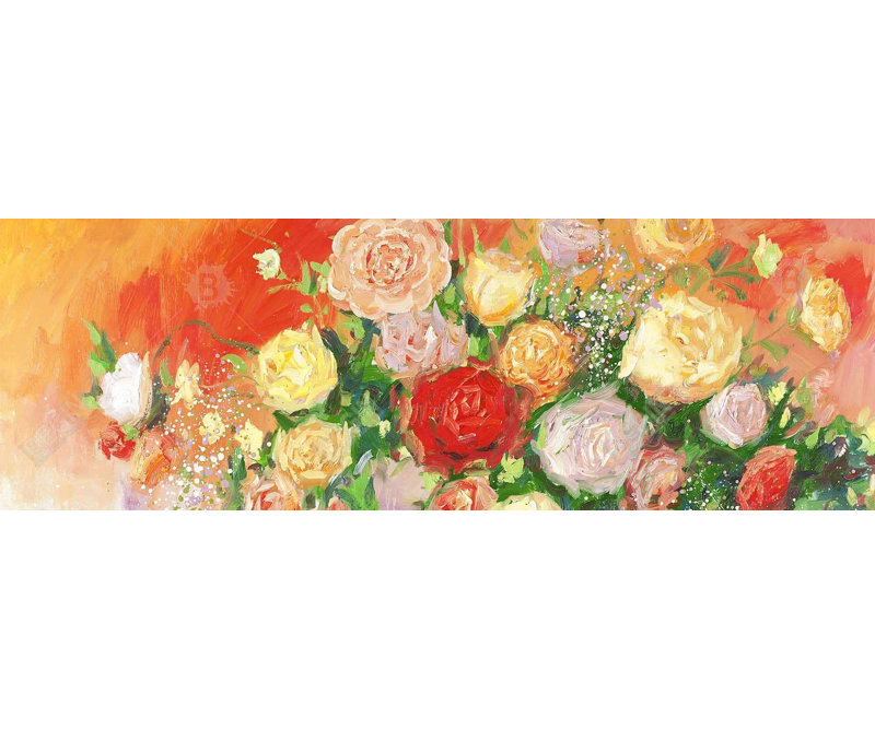 Toile à motif floral botanique - Bouquet abstrait multicolore