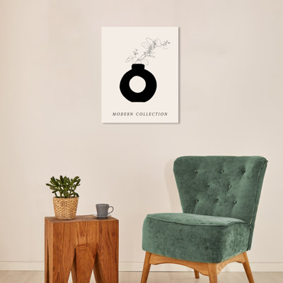 «Jackquelin Floral Vase Noir II», reproduction sur toile