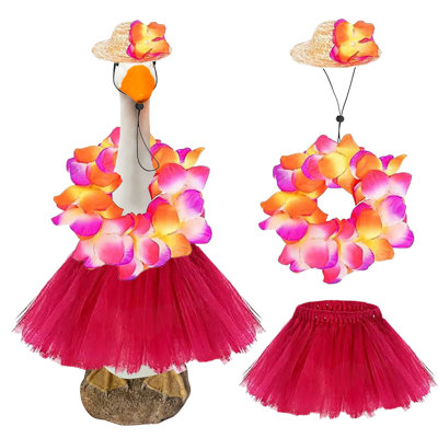 4th of July Decorations Hawaiian Grass Skirt Big White Gooses Festival Set Decoration Sculpture Decoration