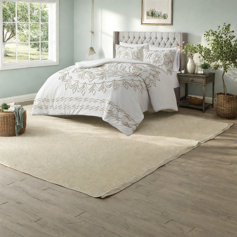 Ensemble de literie en coton touffeté élégant, double / grand, taupe ivoire pour la maison
