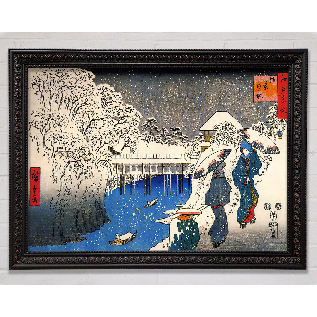 Zwei Damen unterhalten sich im Schnee von Hiroshige - Einzelne Bilderrahmen Kunstdrucke