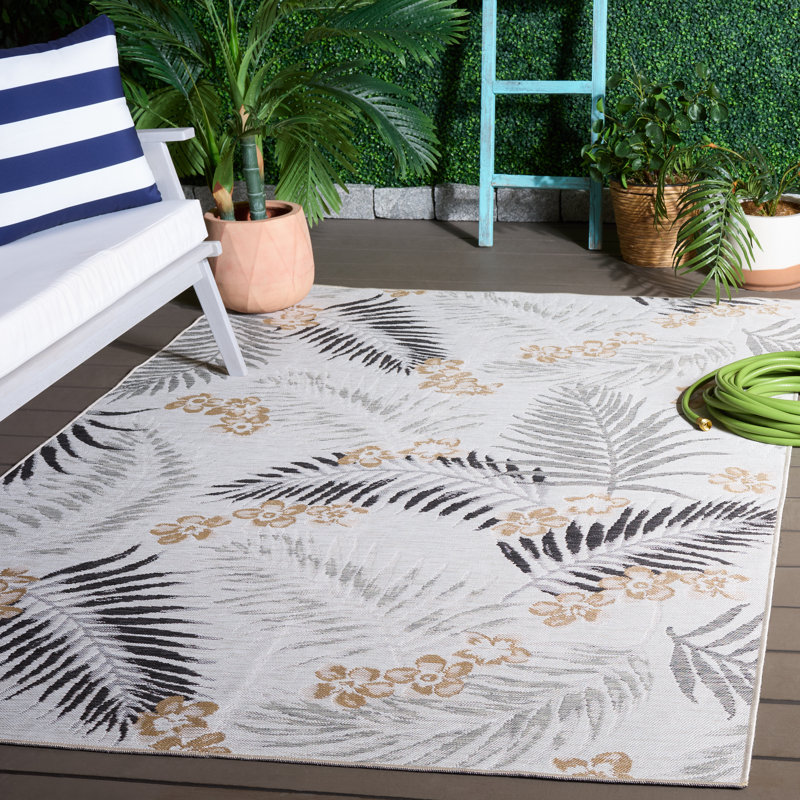 Tapis d'intérieur / extérieur à motif floral Candleick Sunrise Performance, Rectangle 5 pi 3 po x 7 pi 7 po