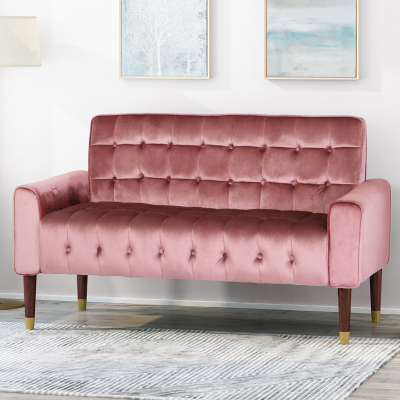 Papillion 51.75'' Velvet Loveseat, Blush Velvet