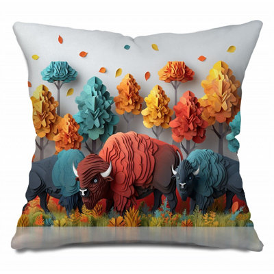 Coussin Bison Scene