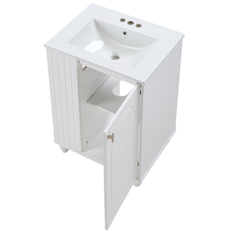 24'' Bathroom Vanity With Ceramic Sink Combo, Modern Freestanding Storage Cabinet