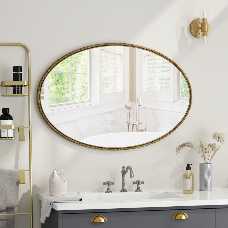 Miroir mural rétro en fer antique pour salle de bain / lit / salon Iron Art, Doré