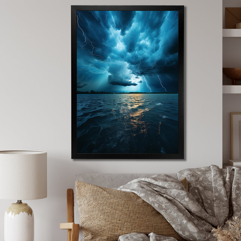 Wwest Ethereal Lightning V, reproduction d'art sur toile, H 32 po x l 16 po x P 1 po, Cadre photo noir