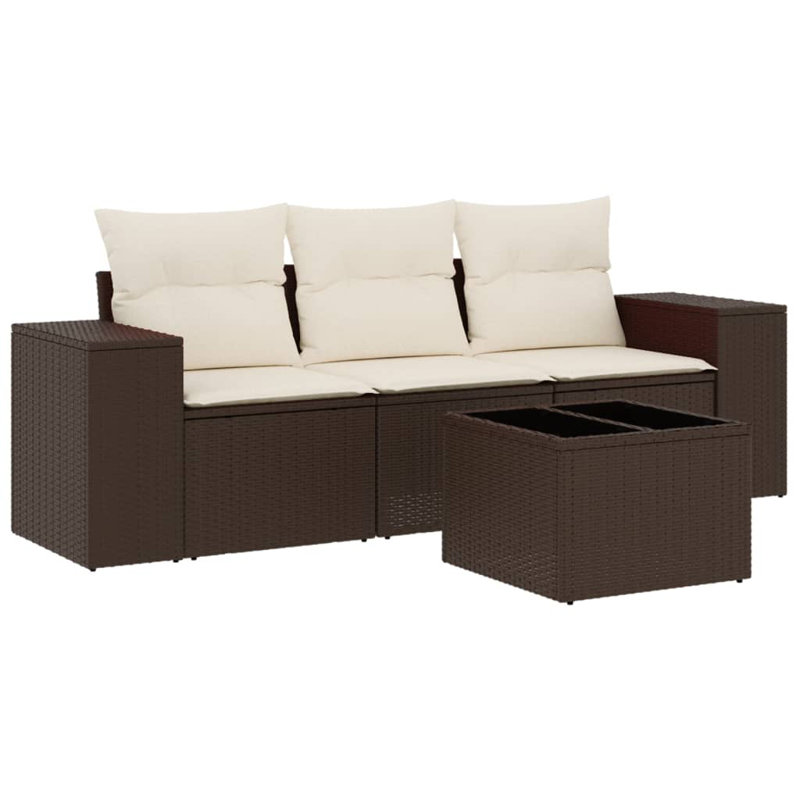Vidaxl Garden Sofa Set Brown, Cream White