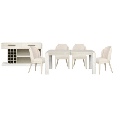 Table de salle à manger extensible rectangulaire avec 4 chaises et buffet