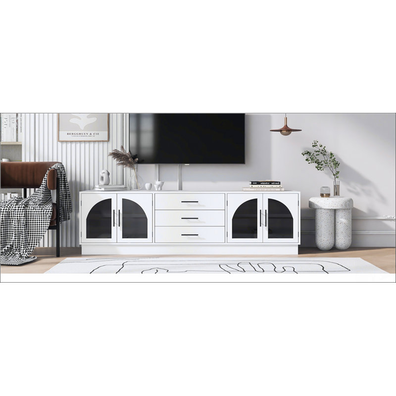 68.9'' Modern Minimalist TV Stand for TVs up to 75 Inches, Entertainment Center Media Console Cabinet with Adjustable Shelves for Living room