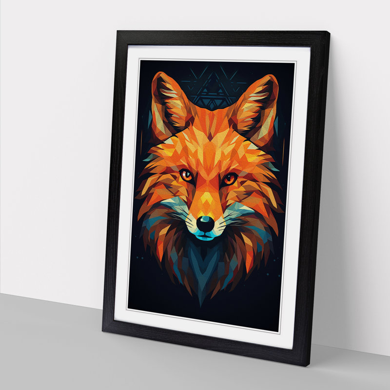 Fox Geometric - Framed Print, Black Framed, 34cm H x 25cm W