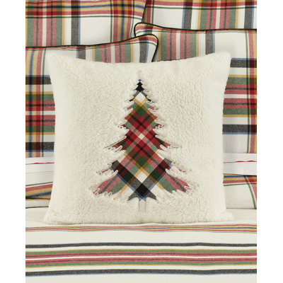 Christopher Plaid 20" Square Embellished Decorative Throw Pillow