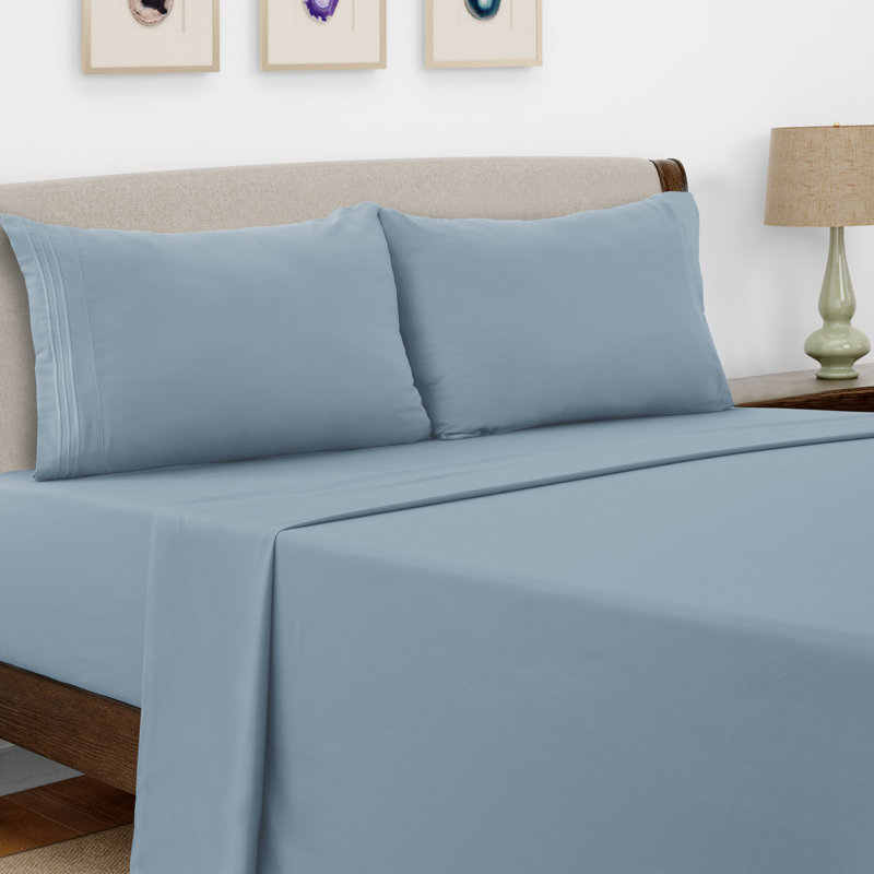 Ensemble de draps en microfibre 6 pièces Lux Decor, Bleu, Ensemble de draps pour lit simple TG + 1 drap-hous