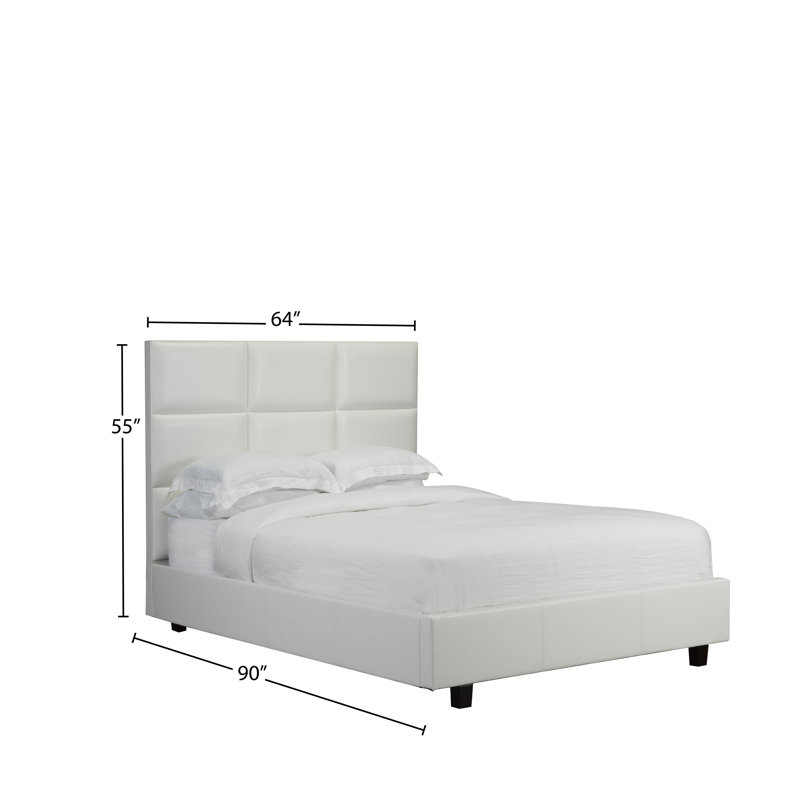 Lit plateforme avec rangement rembourré Hadleigh, Blanc cassé, Grand