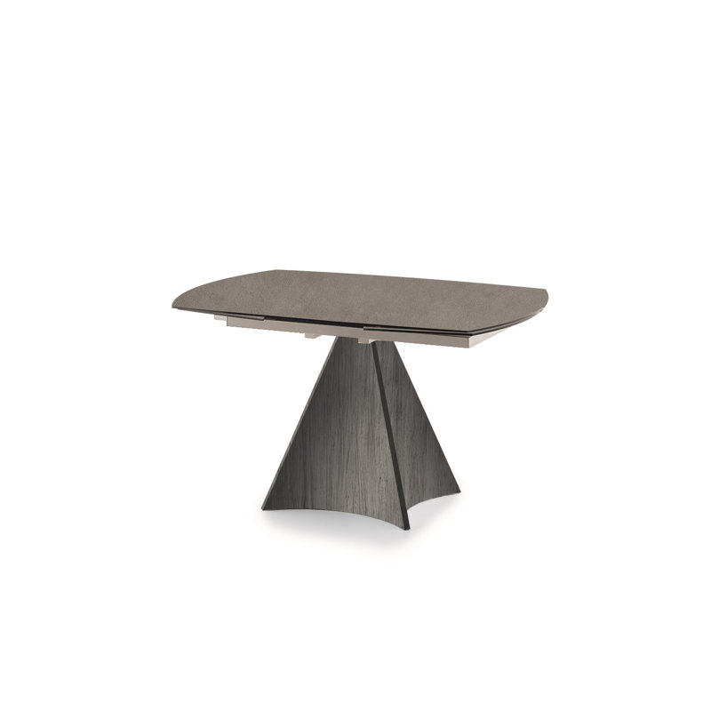 Keeble Extendable Metal Base Dining Table, Arabesque, Brushed Silver