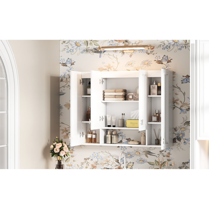 Bathroom Cabinet, 5 Adjustable Shelves, Hinges, Open Shelving, And Stylish Modern Storage With Shelving Fine Details