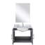 Meuble-lavabo simple gris foncé 24 po X P 22 po D, comptoir en marbre de Carrare, 18 po Ensemble miroir et robinet-117982691-117982692