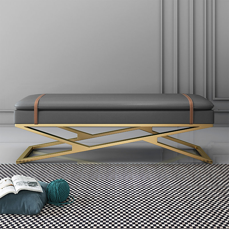 Upholstered Bench, Dark Gray