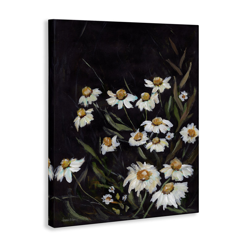 «Daisies on Black», art mural par Amanda Hilburn, H 40 po x l 30 po