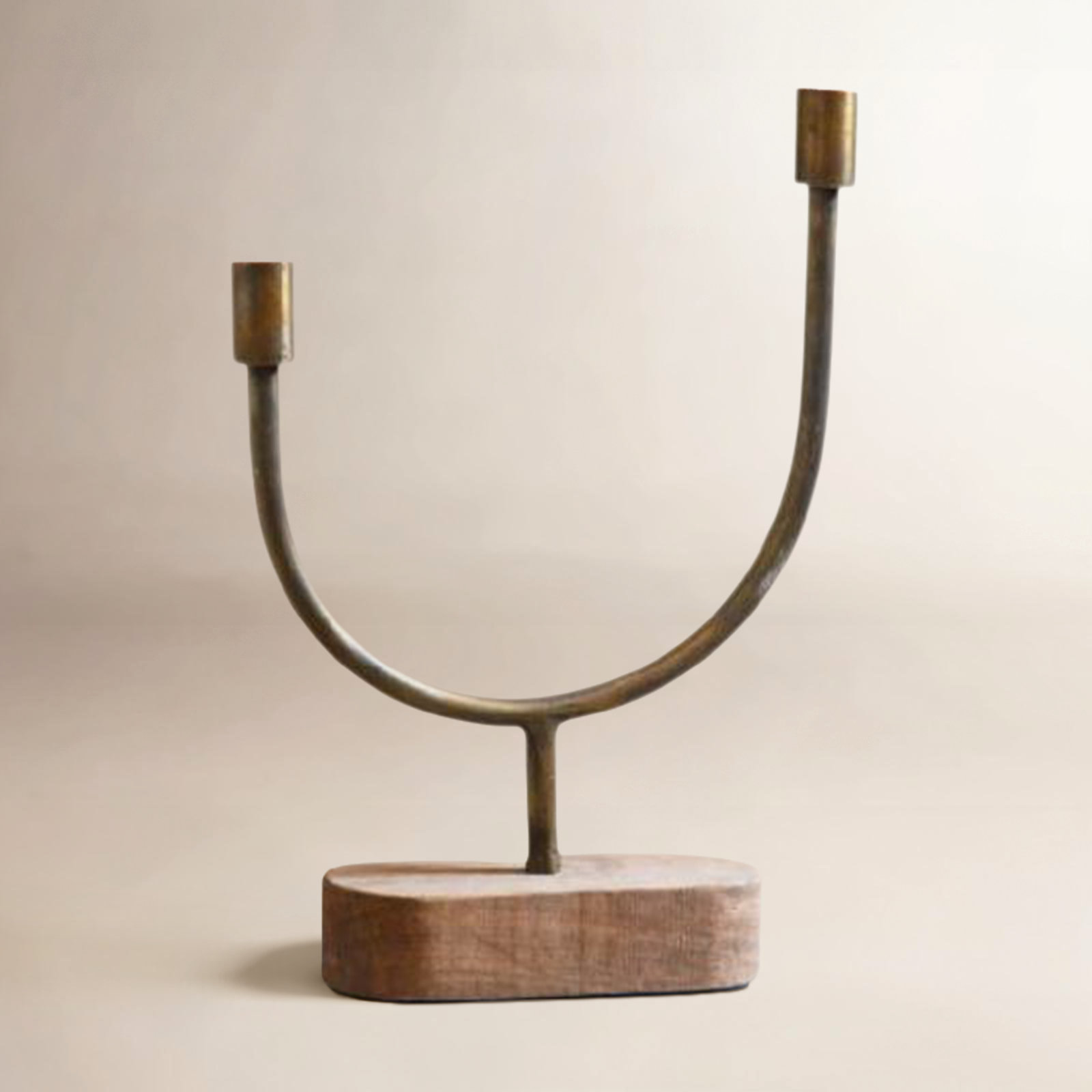 Hestia Iron Candlestick Holder, 13.75" H x 10.25" W x 3" D