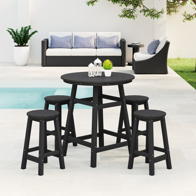 Laguna 5-Piece Round Counter Set, Black