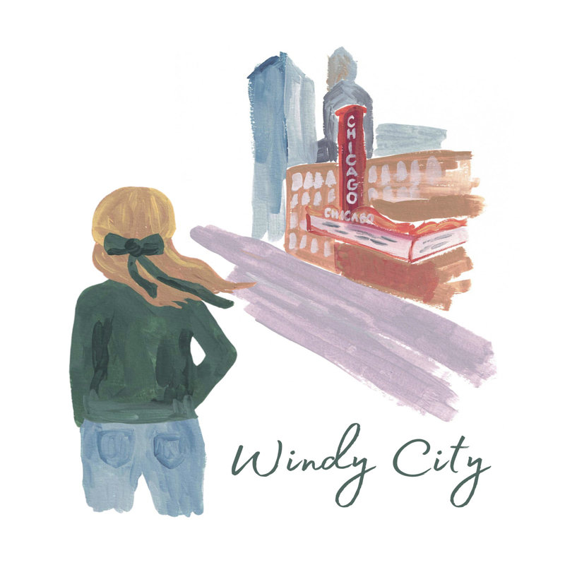 «Windy City» par Stop The Presses on, H 12 po x l 12 po, Pas de tapis, Toile tendue