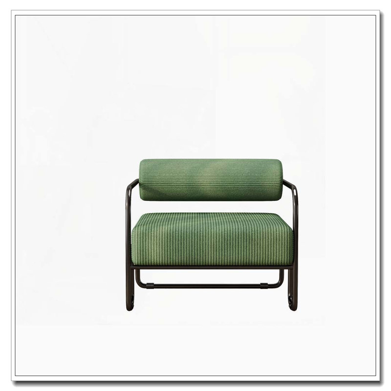 Chaise de loisirs en fer avec tissu en velours côtelé