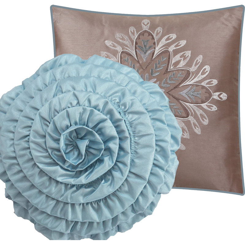 California King Aqua and Brown Reversible Microfiber Comforter Set