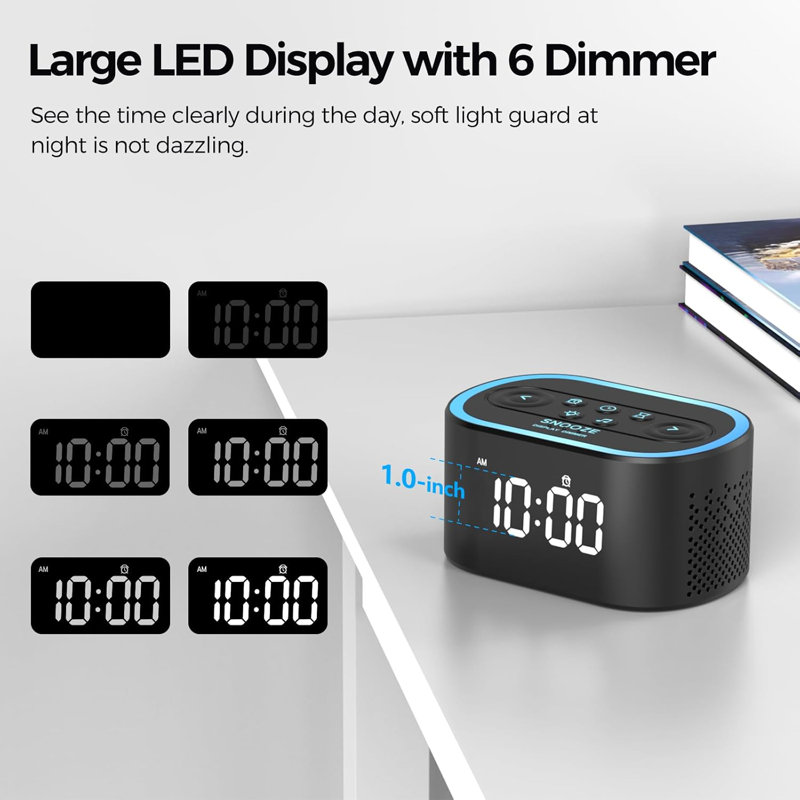 Digital Alarm Clock & White Noise Sound Machine 21 Soothing Sounds 7 Wake Up Sounds 8 Night Lights 32-Level Volume 9 Sleep Timer, Memory Function
