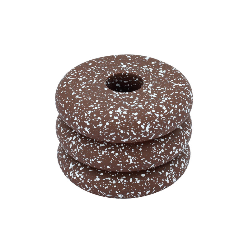Gabby Speckled Rust Stacked Candleholder, Rust