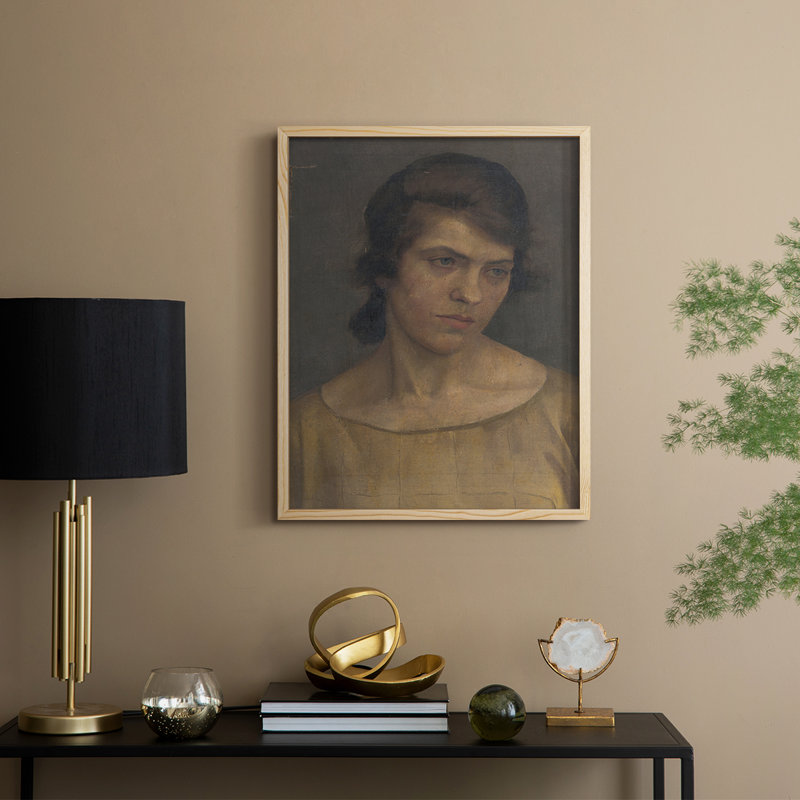 «Vintage Portrait Print CX», reproduction encadrée - bois massif, H 21 po x l 17 po, Naturel