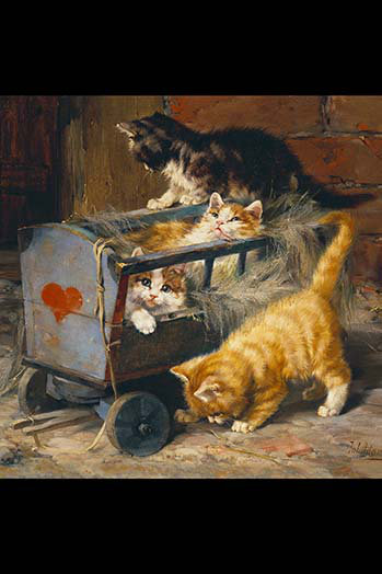 « chat chariot » par julius adam, impression, H 42 po x l 28 po x P 1,5 po
