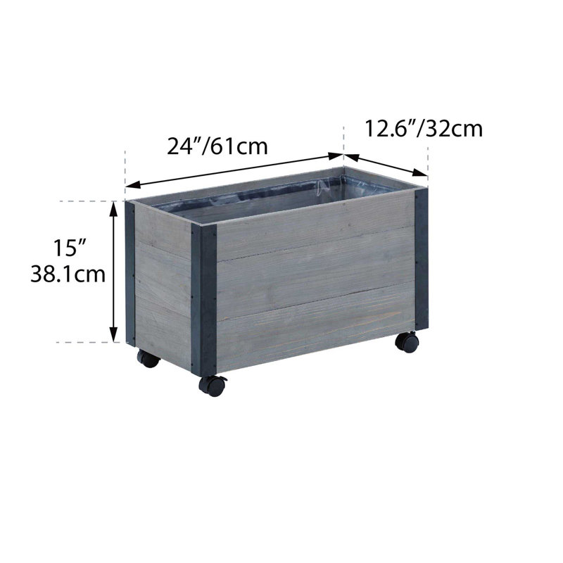 Pot à fleurs en bois recyclé avec roulettes Union Rustic 24N FSC