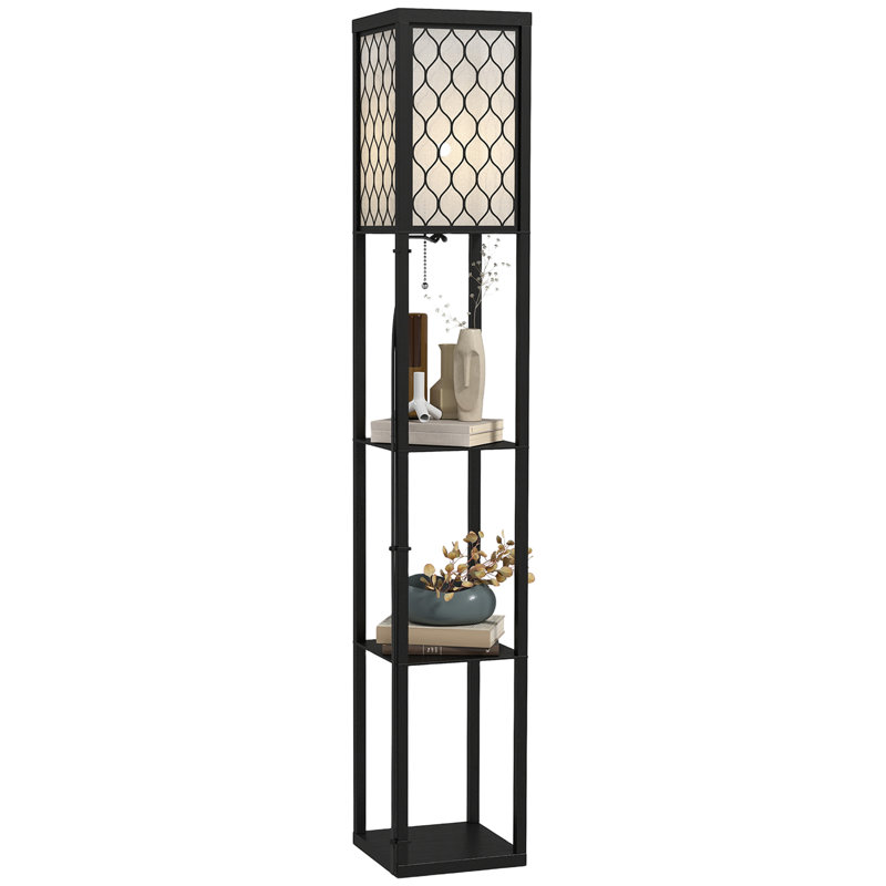 Whitnash 160cm Column Floor Lamp Set, Oak