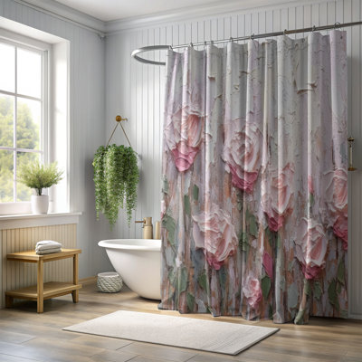 Rideau de douche à motif floral Fotinas