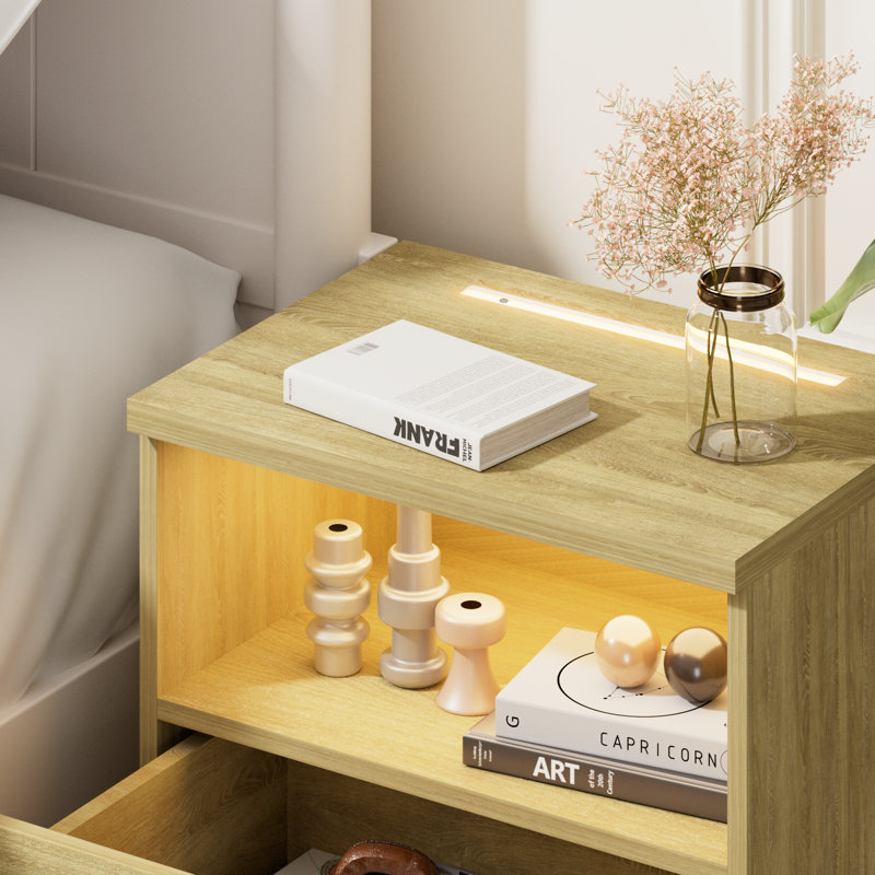Deneem 39cm W MDF/particle Board Bedside Table, Sonoma Oak