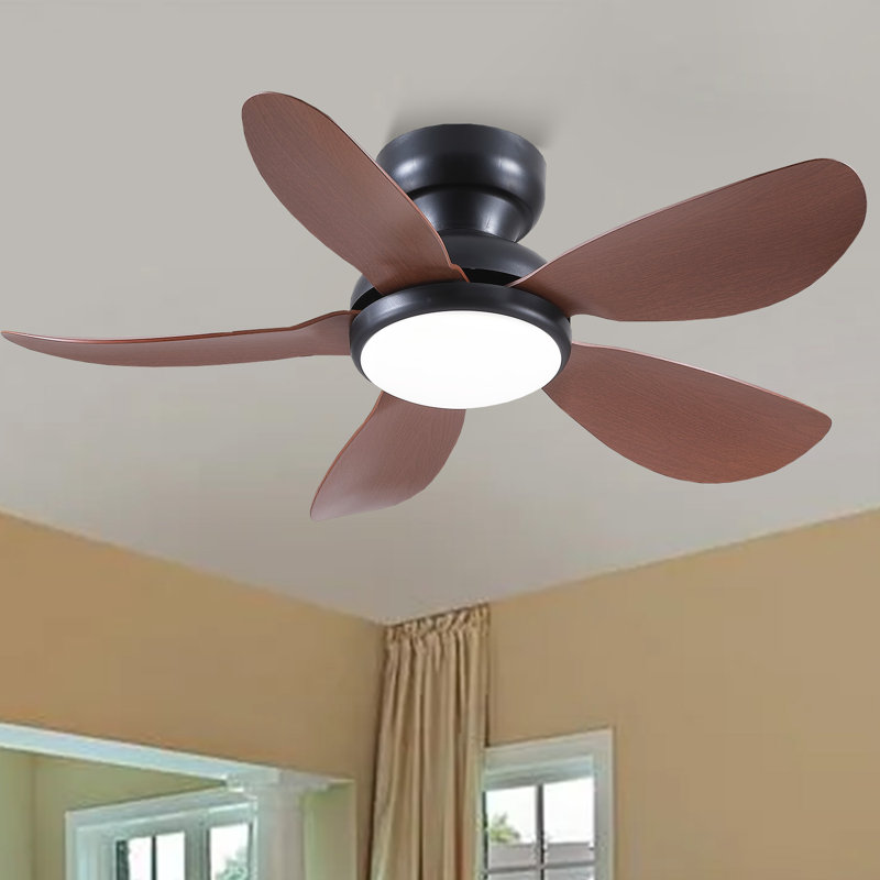Ventilateur de plafond encastré avec lumière et télécommande / app, 32" Wide, Brown