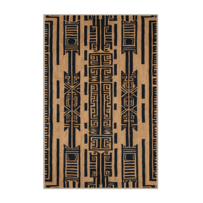 Washable Geometric Tiki Patterns Hawaiian Area Rug