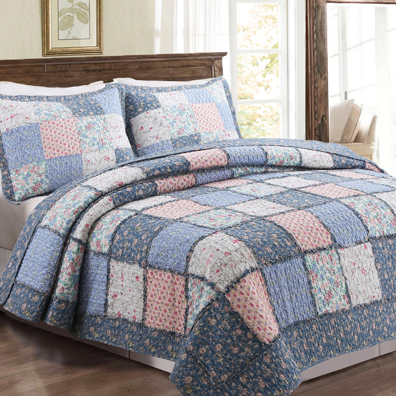 Bauer Farmhouse / Country Cotton Quilt, Queen Quilt + 2 Shams