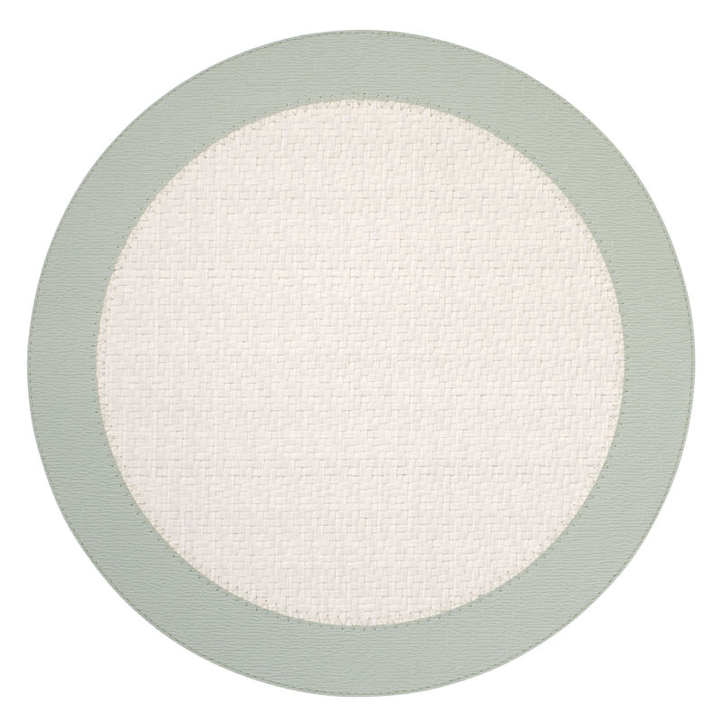 Halo 100% Pthalate-free Vinyl Round Placemats, White;Celadon