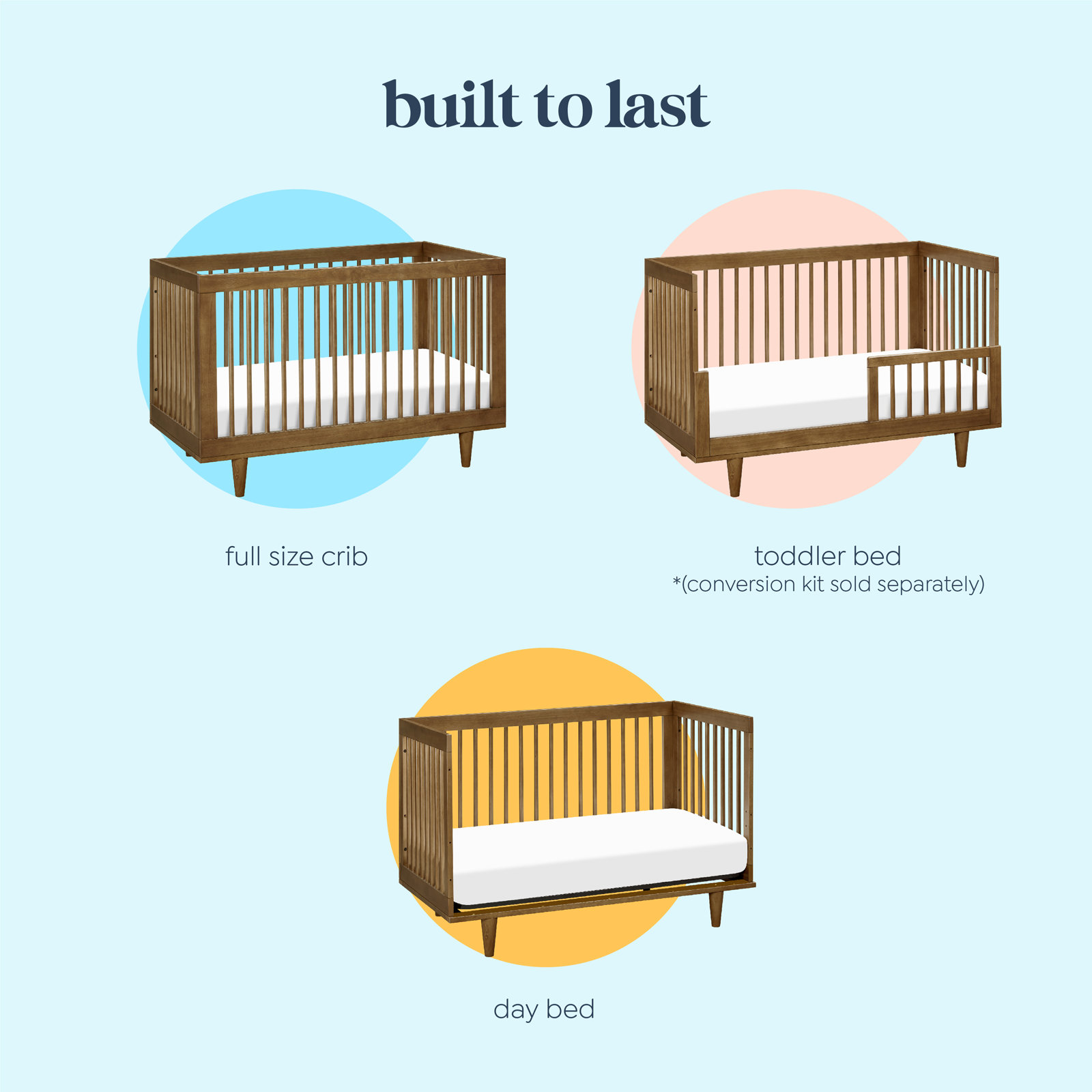 Marley Pine 3-in-1 Convertible Crib, Walnut, Crib