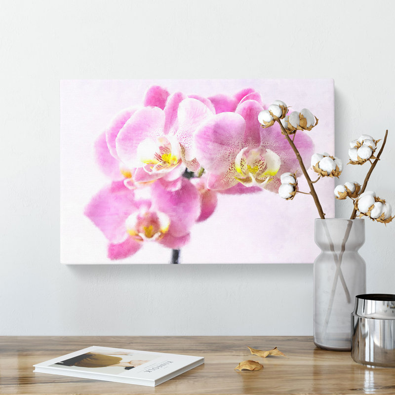 Pink Orchid Flower - Wrapped Canvas, 60cm H x 91cm W x 4cm D