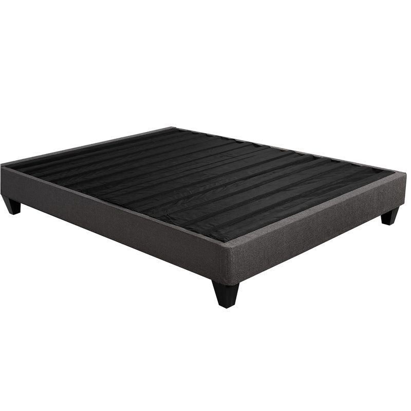 Contemporary Dark Grey King Size Upholstered Platform Bed, Mattress Foundation, Headboard Kit For Bedroom Setup Foundation Easy Assembly Ambiance